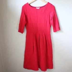 *SALE! 2/$22 or 3/$30* Boden Cotton Textured Dress Red Pleats at Waist Size 6